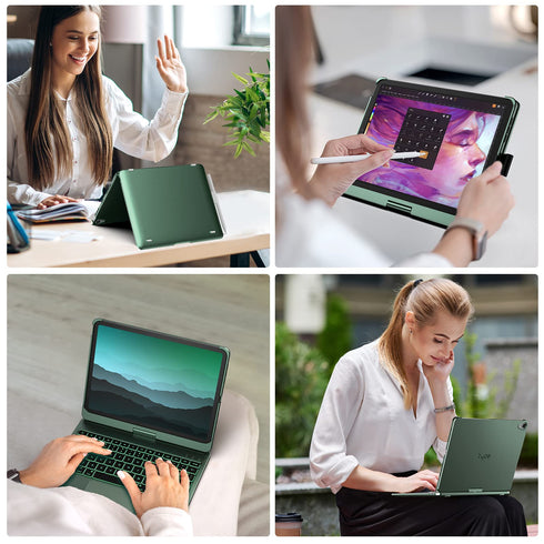 Typecase Touch Keyboard Case with Trackpad for iPad Air 5th Gen (10.9-inch, 2022): 360° Rotatable - 11 Colors Backlight - Wireless Keyboard with Pencil Holder for iPad Air 5th & 4th Gen